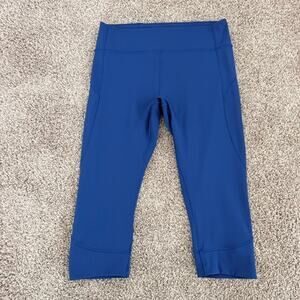 Lululemon In Movement Crop 19" Deep Marine Blue Leggings Athletic Women's 12